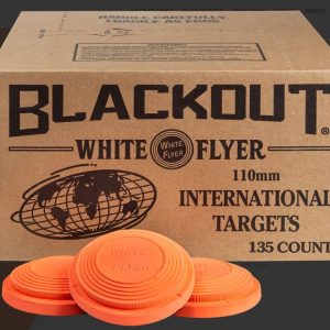 CLAY TARGETS ( ORANGE ) WHITE FLYER BLACKOUT INTERNATIONAL 110MM ( 135 BOX )