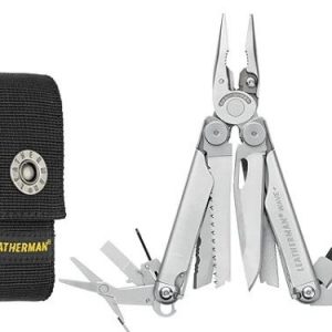 LEATHERMAN KNIFE ''WAVE PLUS'' STAINLESS MULTI TOOL IN BLACK NYLON BUTTON SHEATH