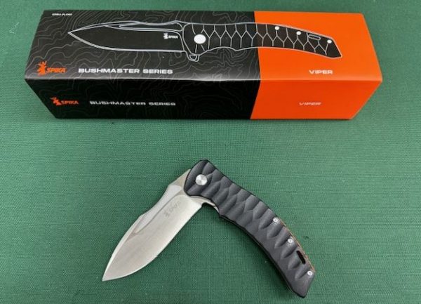 KNIFE SPIKA BUSHMASTER VIPER FOLDER STAINLESS BLACK HANDLE 9.5CM BLACK NYLON POUCH (EDC)