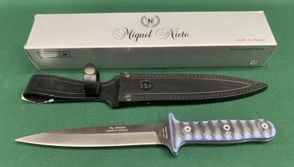 KNIFE NIETO PIG STICKER BLUE KATEX HANDLE IN LEATHER SHEATH ( NB1N )
