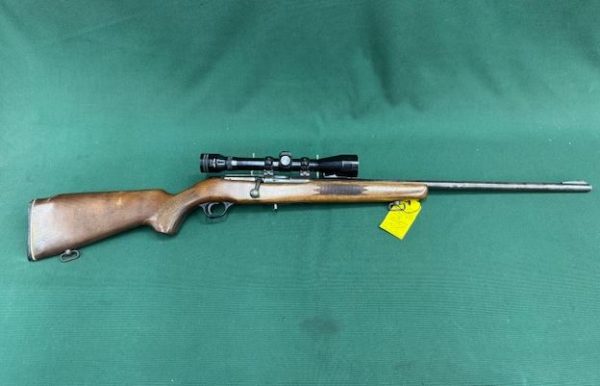 .22 MOSSBERG MODEL '341' BOLT ACTION BLUED WOOD RIFLE WITH SCOPE - NO MAGAZINE !!!