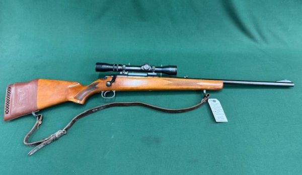 .308 WINCHESTER MDL ''COOEY710'' BLOT ACTION BLUED WOOD 5RD WITH 3-7X38 PECAR BERLIN SCOPE WITH LEATHER SLING