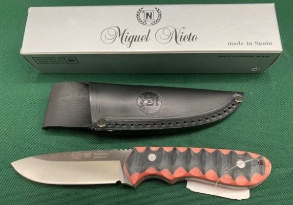 KNIFE NIETO 11003 VIKING MICARTA RED 10CM STAINLESS BLADE IN BLACK LEATHER POUCH