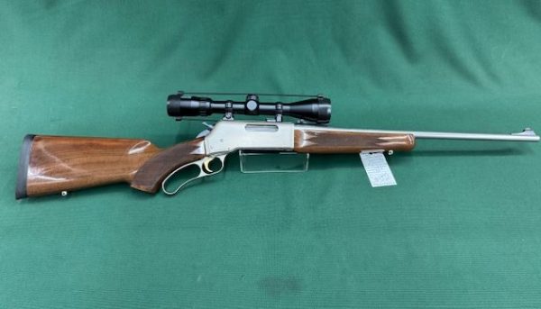 .223 BROWNING BLR LEVER ACTION STAINLESS WALNUT - 5RD FITTED WITH 3-9X40 BUSHNELL ELITE SCOPE- VERY GOOD CONDITION !!!