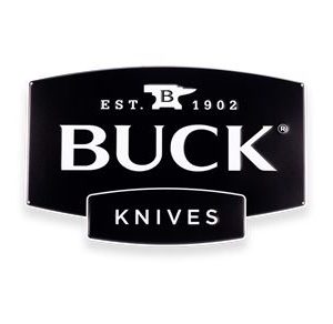 METAL SIGN BUCK KNIVES 44cmx29cm (Black & White)