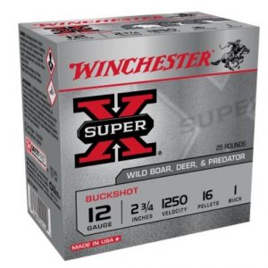 AMMO WIN 12G SUPER X BUCKSHOT VELOCITY 1250 16 PELLETS ( NO1 )( PK25 ) ( XB121V25 )