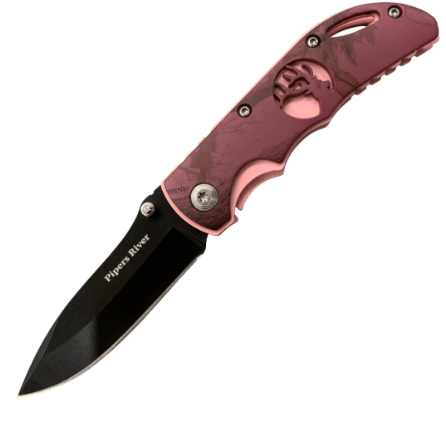 KNIFE PIPERS RIVER FOLDER PINK FRAME OVERLAY HANDLE