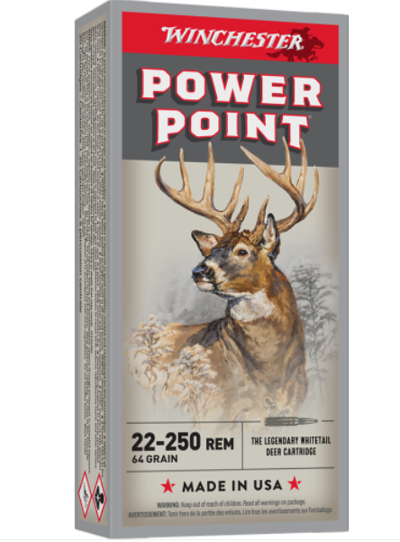 AMMO WIN 22-250/64G SUPERX POWER POINT ( PK 20 ) X222502