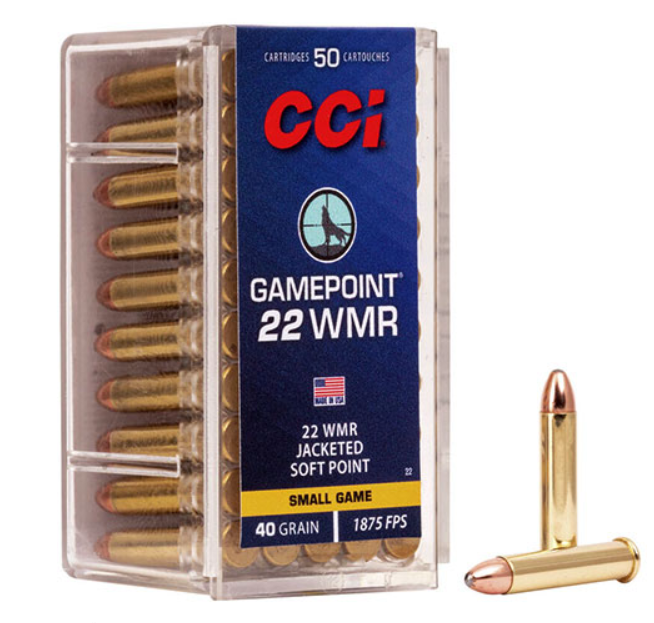 AMMO CCI 22MAG/40G GAMEPOINT JACKETED SOFT POINT 1875FPS ( PK 50 ) C22