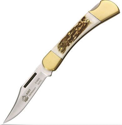 PUMA KNIFE 'EARL' STAG HORN HANDLE FOLDER 7.5cm BLADE
